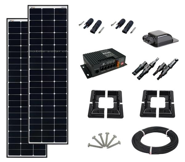 Solar complete system 240Wp - Mobile Solar Basic - 2x "black tiger 120"